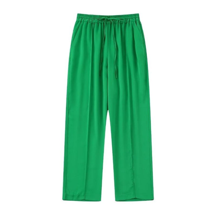 Green High Waist Front Pocket Straight Pant