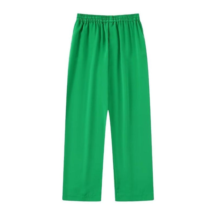 Green High Waist Front Pocket Straight Pant