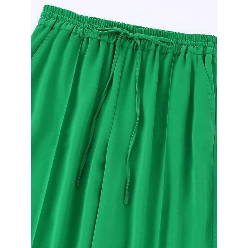 Green High Waist Front Pocket Straight Pant