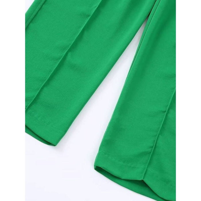 Green High Waist Front Pocket Straight Pant