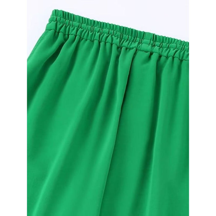 Green High Waist Front Pocket Straight Pant