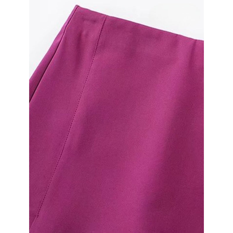 Women's Vintage Side Zipper Front Split Shorts Skirts