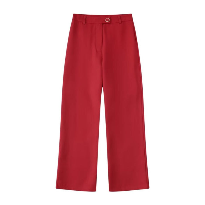 Red Office Wear High Waist Flare Pant