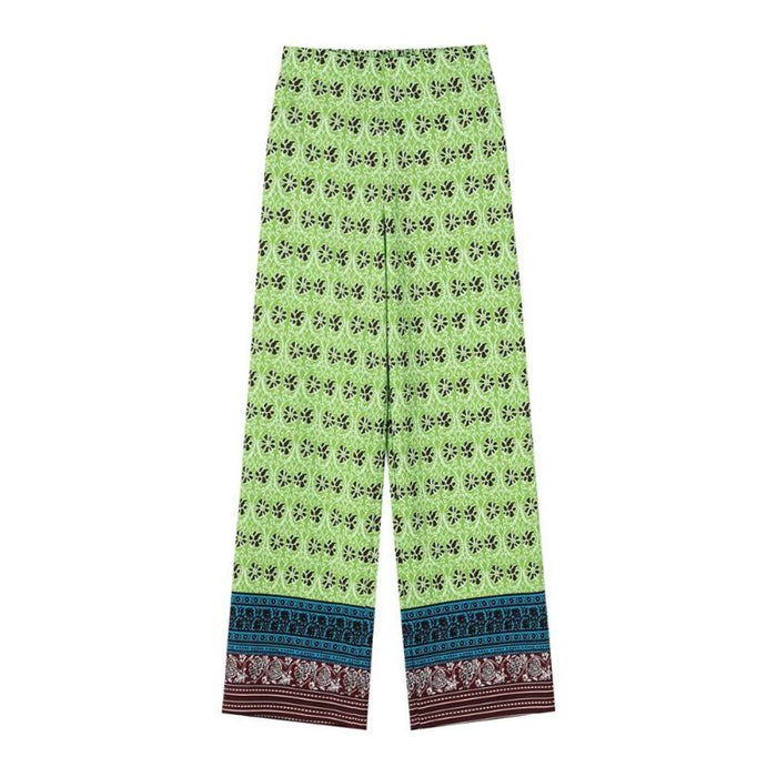 Vintage High Waist Flowing Printed Wide Leg Pant