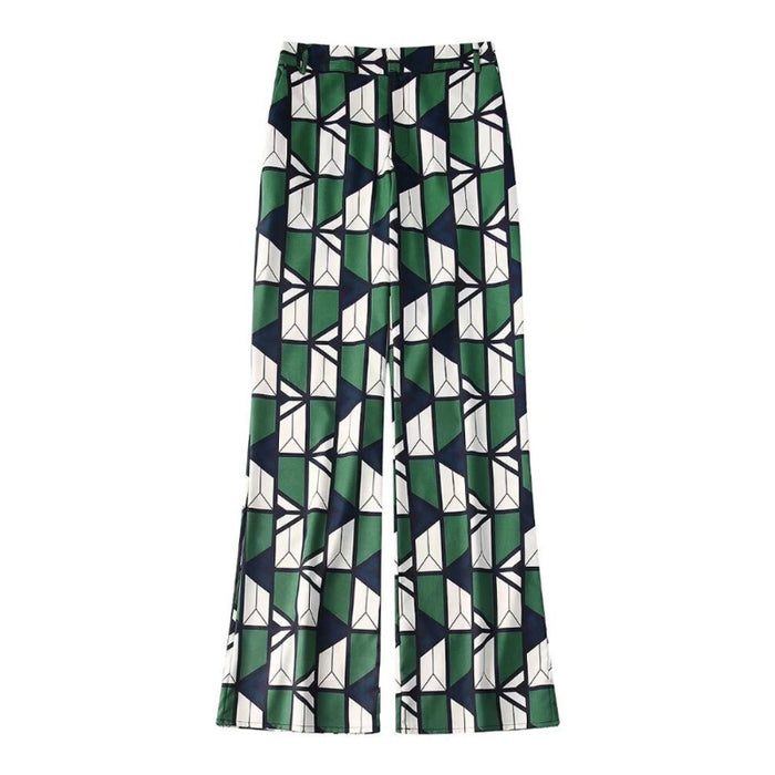 Vintage Flared High Waist Printed Pant