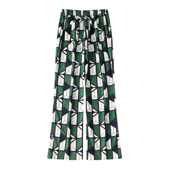 Vintage Flared High Waist Printed Pant