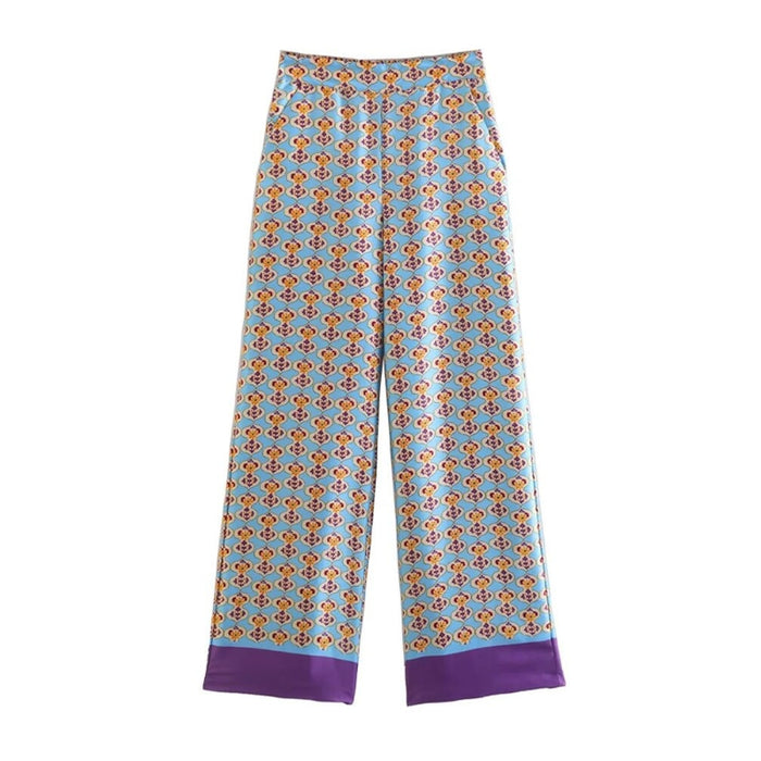 Geometric Print High Waist Wide Leg Pant