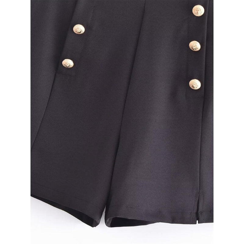 Women's Vintage High Waist Front Metal Button Shorts