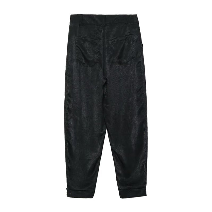 Black High Waist Satin Jogging Pants