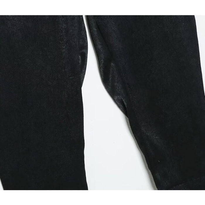 Black High Waist Satin Jogging Pants