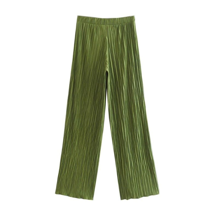 Vintage Green High Waist Pleated Flare Pant