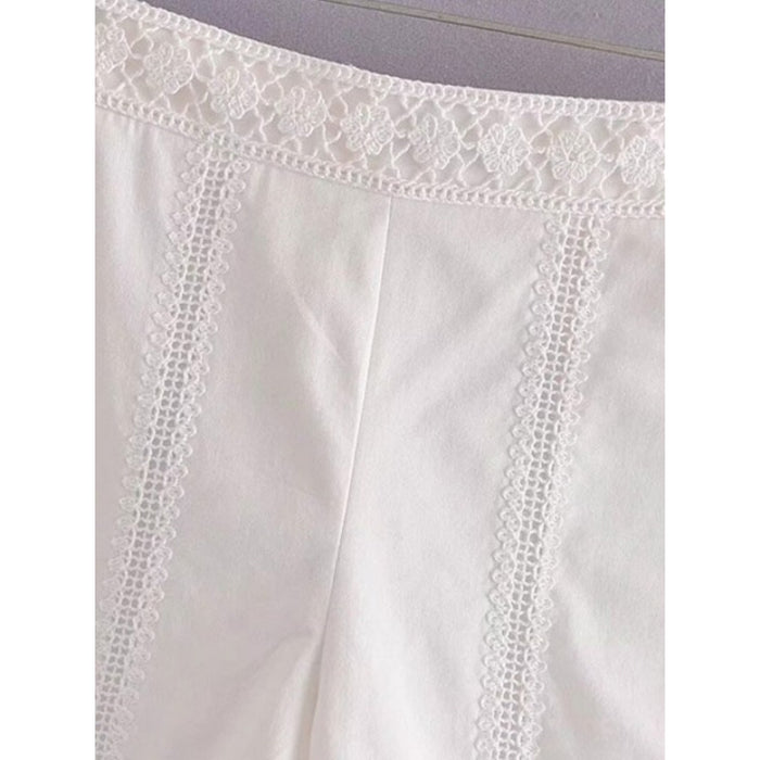 Women's High Waist Shorts With Crochet Patchwork