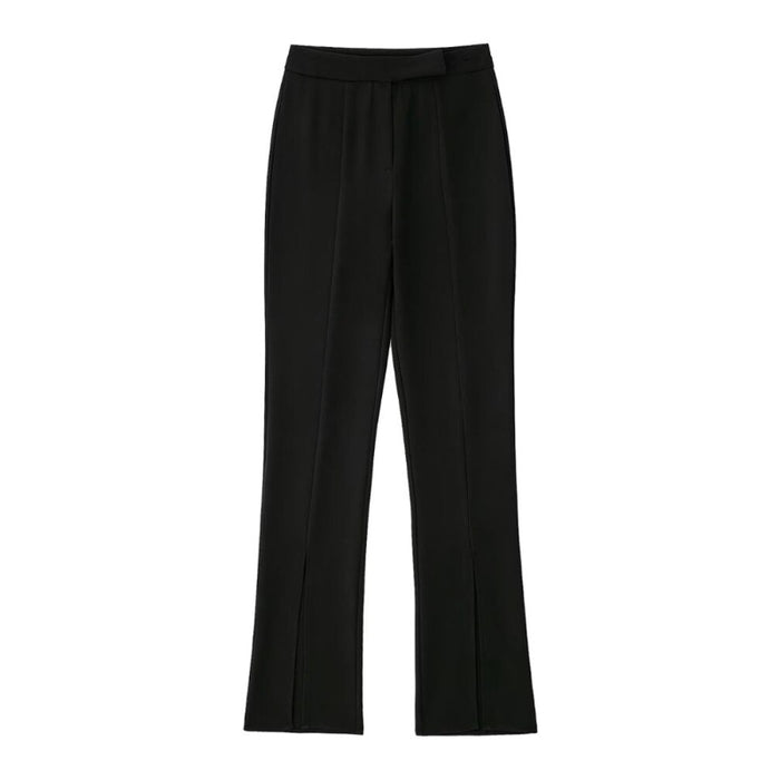 Black Skinny Fit High Waist Slits Flared Pant