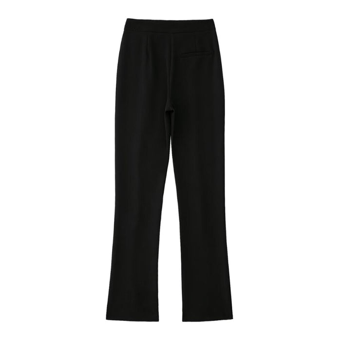 Black Skinny Fit High Waist Slits Flared Pant