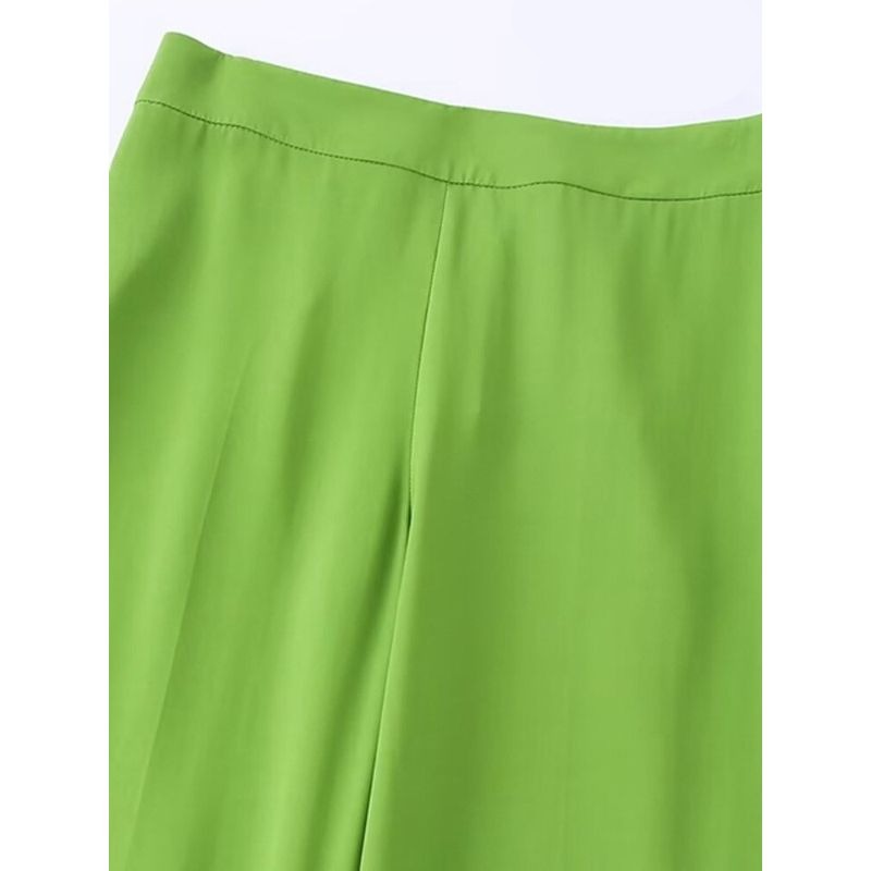 Green Vintage High Waist Straight Pant For Women