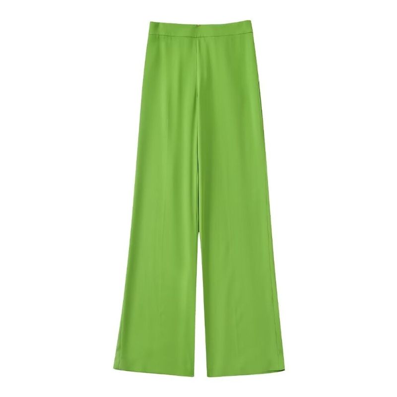 Green Vintage High Waist Straight Pant For Women