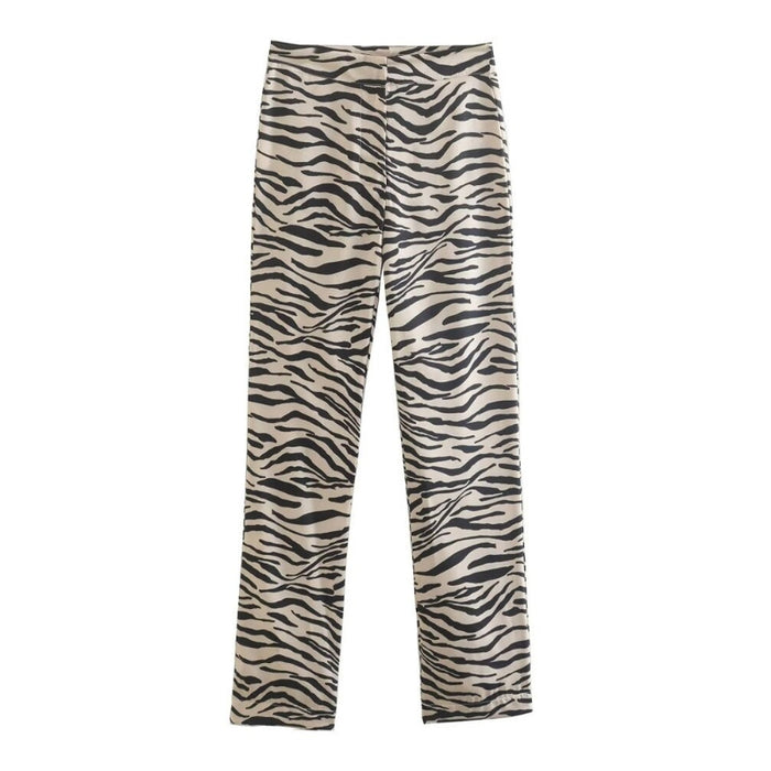 Zebra Print High Waist Straight Pant