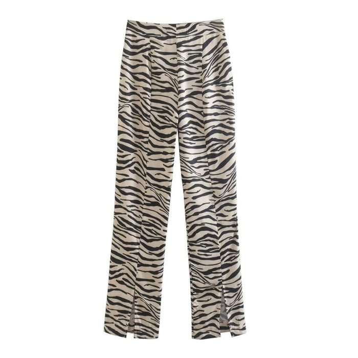 Zebra Print High Waist Straight Pant