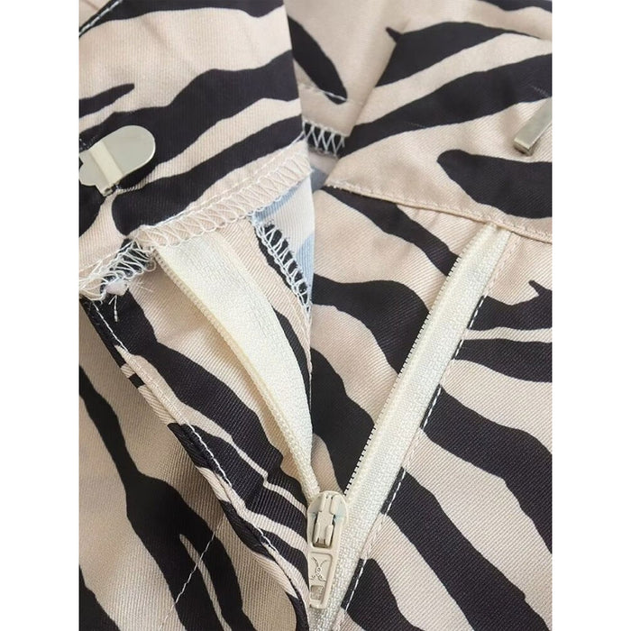 Zebra Print High Waist Straight Pant