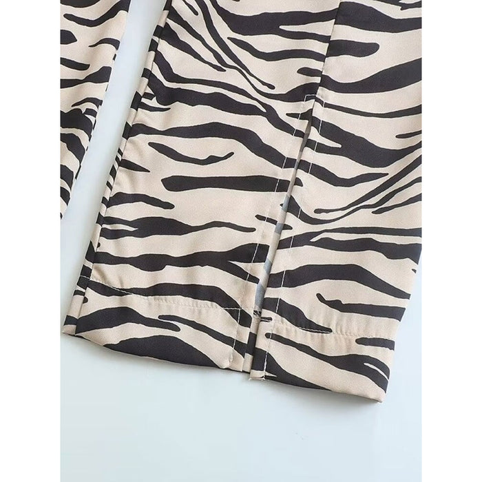 Zebra Print High Waist Straight Pant