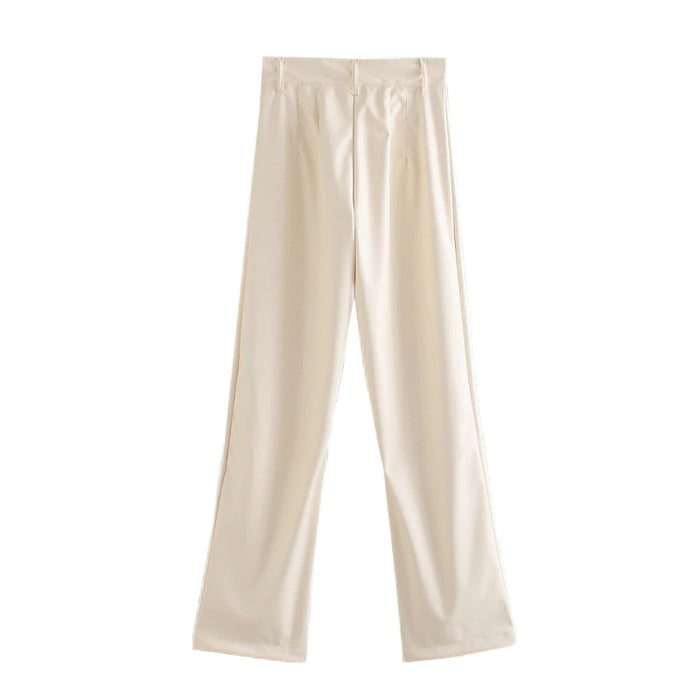 Stylish Vintage High Waist Faux Leather Straight Pants