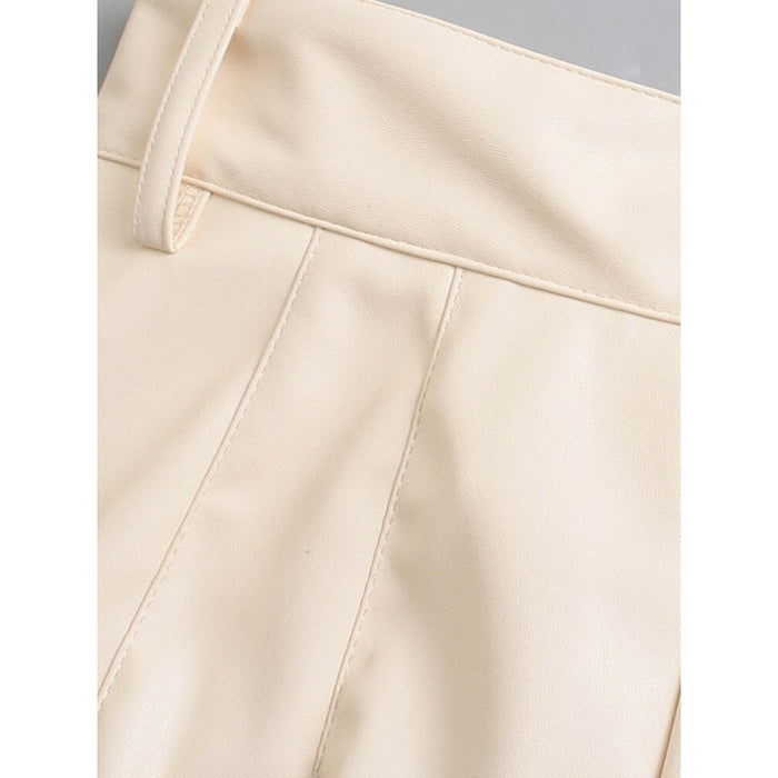 Stylish Vintage High Waist Faux Leather Straight Pants