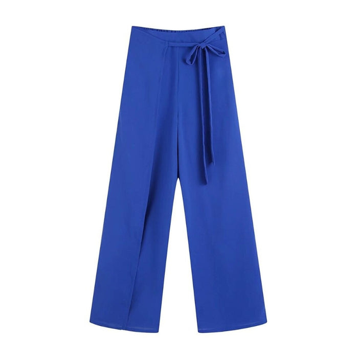 High Waist Adjustable Ties Wrap Wide Leg Pant