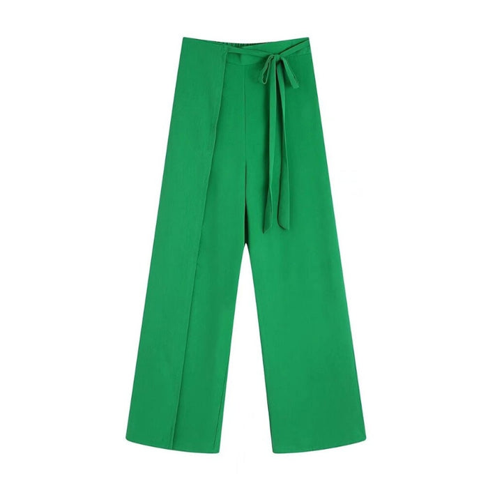 High Waist Adjustable Ties Wrap Wide Leg Pant