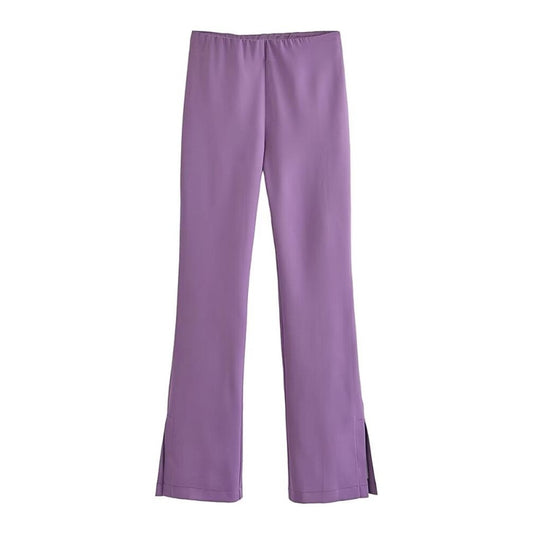 Violet High Waist Slit Flared Leg Pant