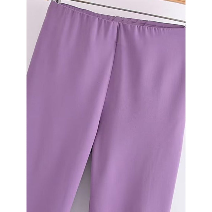 Violet High Waist Slit Flared Leg Pant