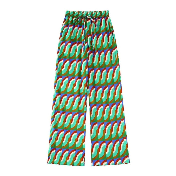 Geometric Print Vintage High Waist Pant