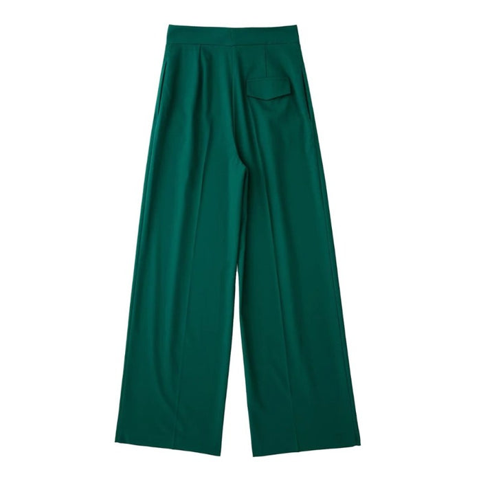 Casual Solid Colors Pleats Wide Leg Pants