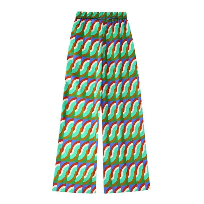 Geometric Print Vintage High Waist Pant