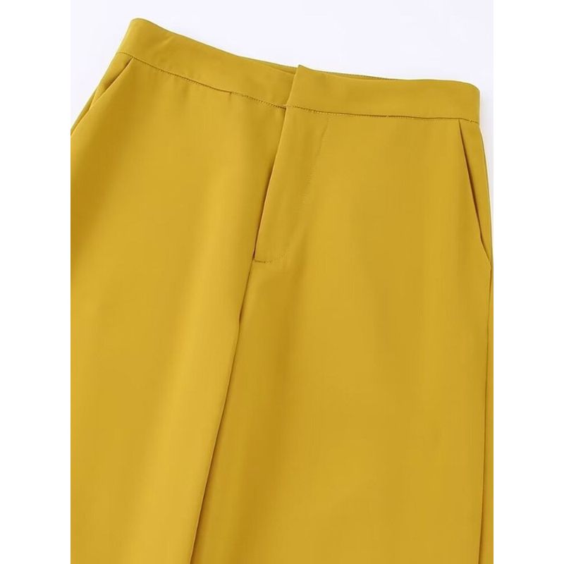 Yellow Vintage High Waist Straight Pant For Women