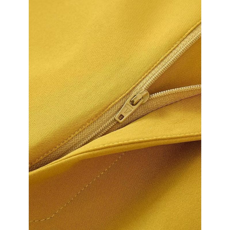 Yellow Vintage High Waist Straight Pant For Women