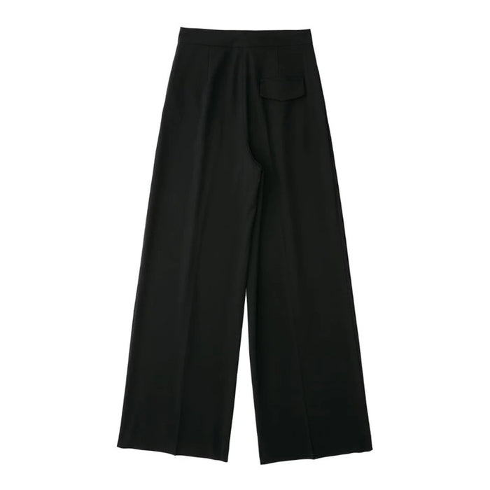 Casual Solid Colors Pleats Wide Leg Pants