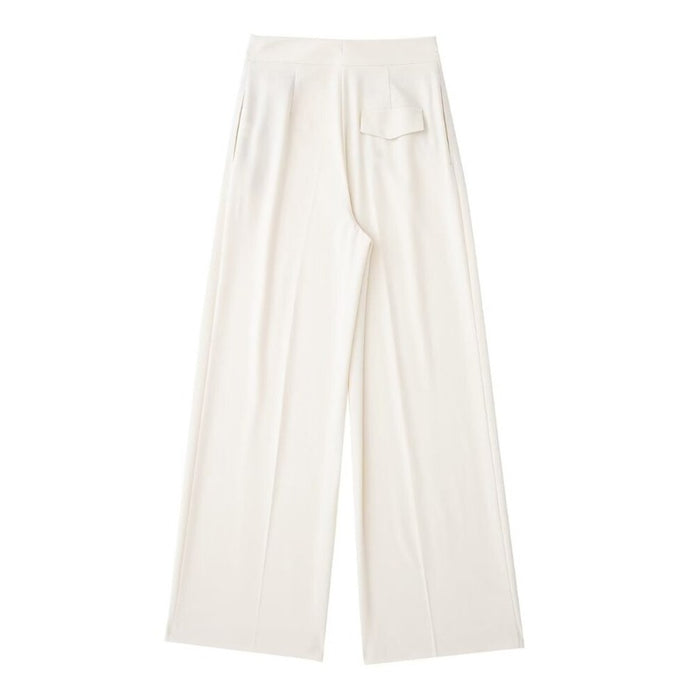 Casual Solid Colors Pleats Wide Leg Pants