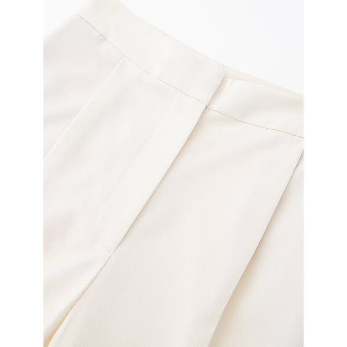 Casual Solid Colors Pleats Wide Leg Pants