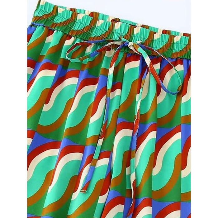 Geometric Print Vintage High Waist Pant