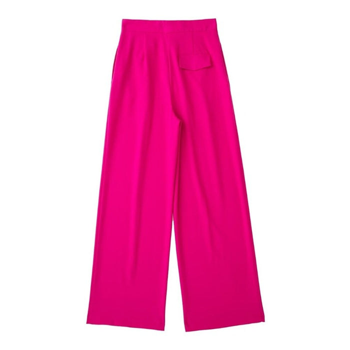 Casual Solid Colors Pleats Wide Leg Pants