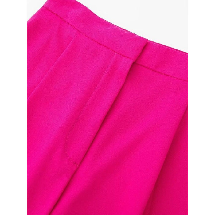 Casual Solid Colors Pleats Wide Leg Pants