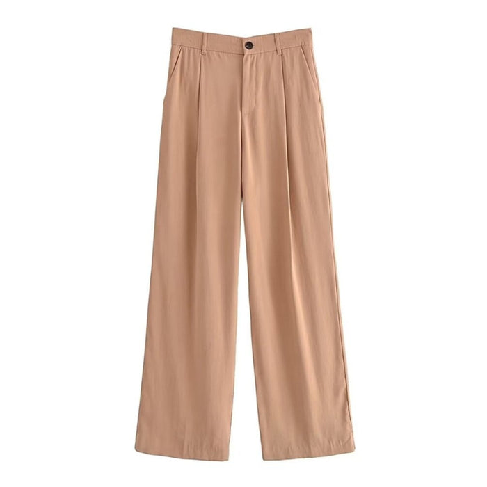 Stylish Vintage High Waist Front Dart Straight Pant