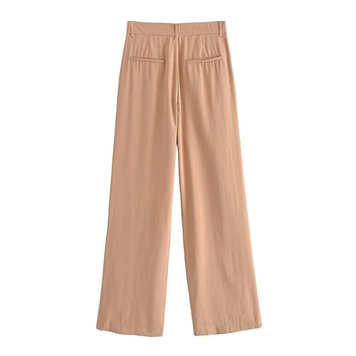 Stylish Vintage High Waist Front Dart Straight Pant