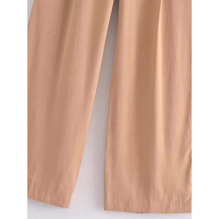 Stylish Vintage High Waist Front Dart Straight Pant