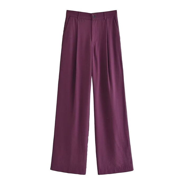 Stylish Vintage High Waist Front Dart Straight Pant