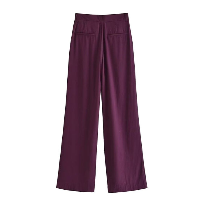 Stylish Vintage High Waist Front Dart Straight Pant