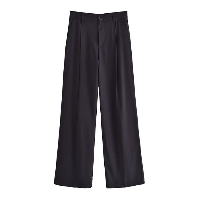 Stylish Vintage High Waist Front Dart Straight Pant