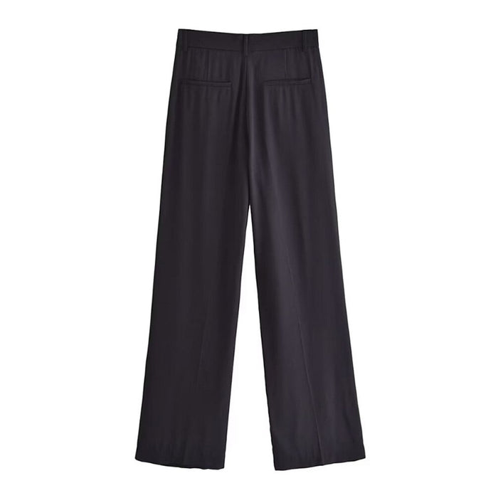 Stylish Vintage High Waist Front Dart Straight Pant