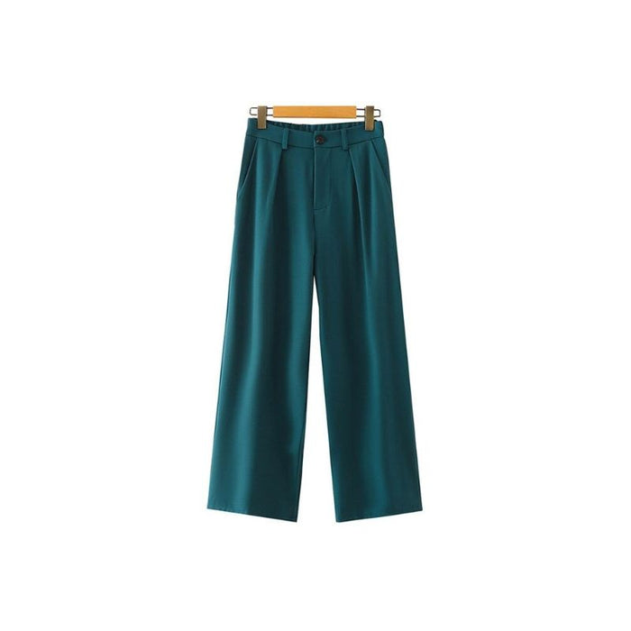 Vintage Office Wear High Waist Wide Leg Pant