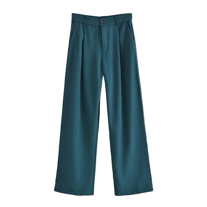 Stylish Vintage High Waist Front Dart Straight Pant